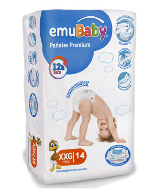 Pañales Premium talla XXG (+14 kg) EMUBABY (Contiene 14 pañales)